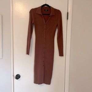 ***LuLu’s sweater dress*** Rust color, size medium, collared, button down